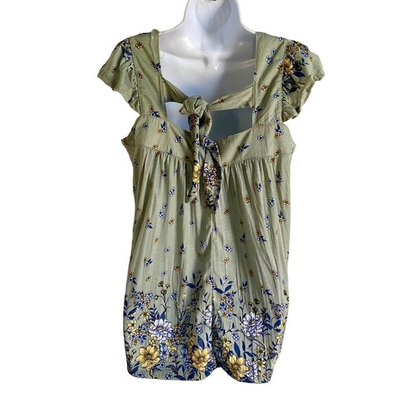 Absolutely Famous Floral Cold Shoulder Top Tie in Back Women's Size Medium - Picture 6 of 10